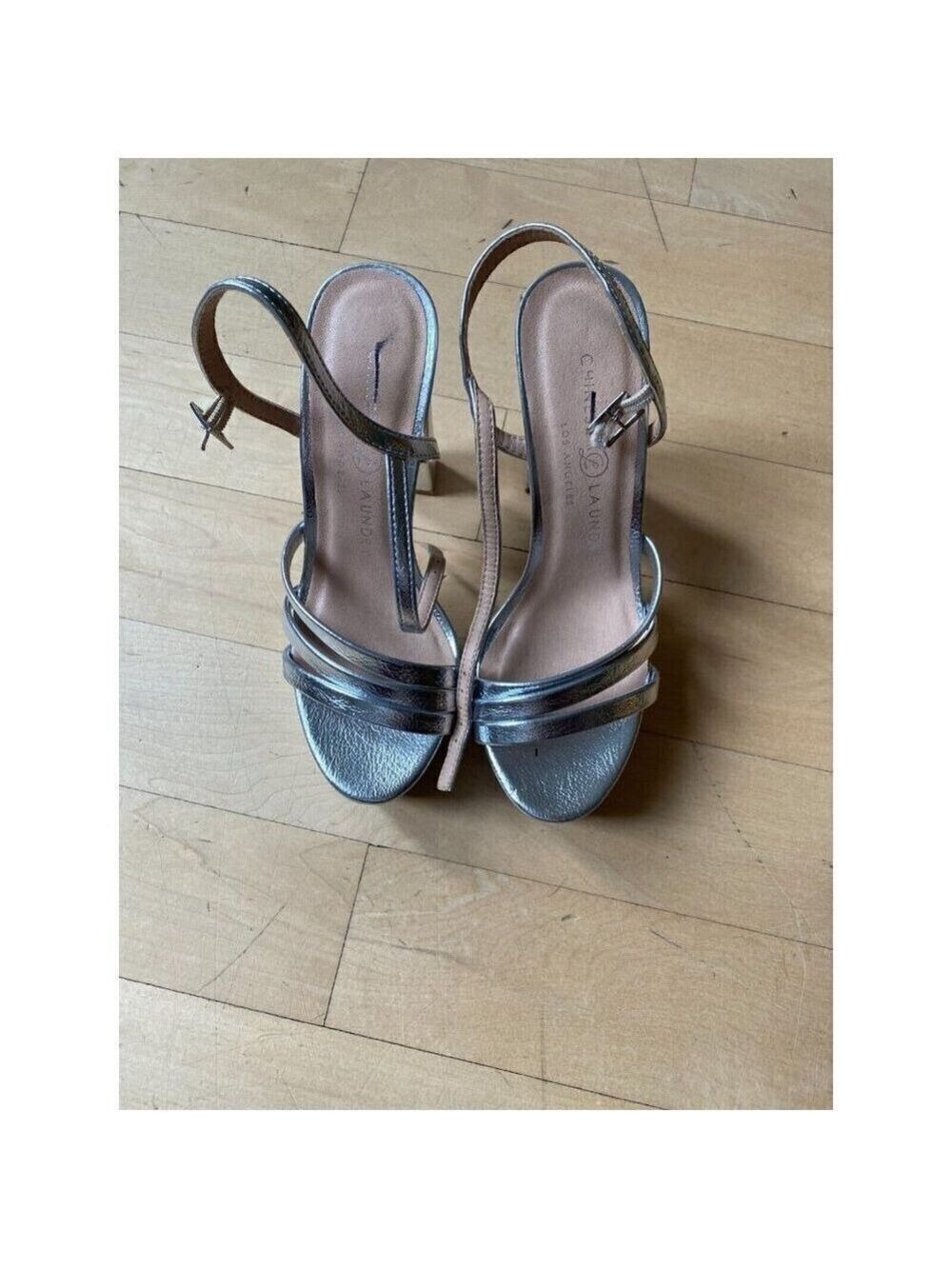 CHINESE Laundry "Amella" Ankle Strap Silver Platform Sandal Heel MisSized - 6/7